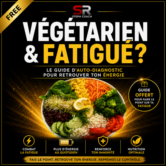 Couverture du guide fatigue chez les végétariens – Steph Ramos Coach sportif en ligne La Rochelle et international