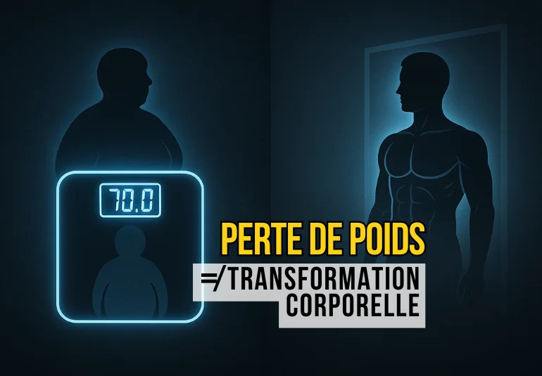 Illustration montrant que la perte de poids ne reflète pas toujours une vraie transformation corporelle